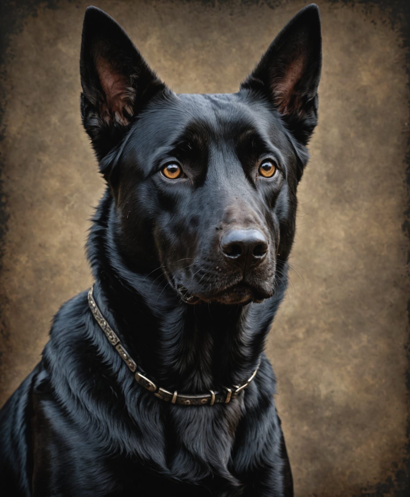 Photorealistic Portrait of a Black Belgian Malinois