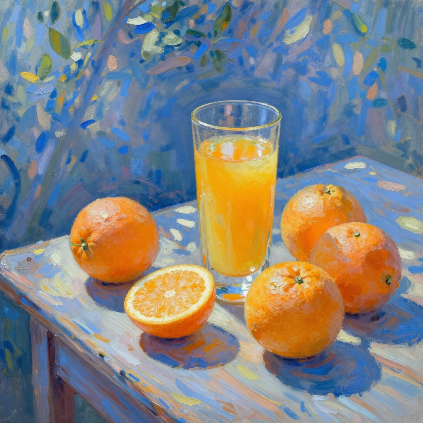 Vibrant Impressionist Orange Juice Scene