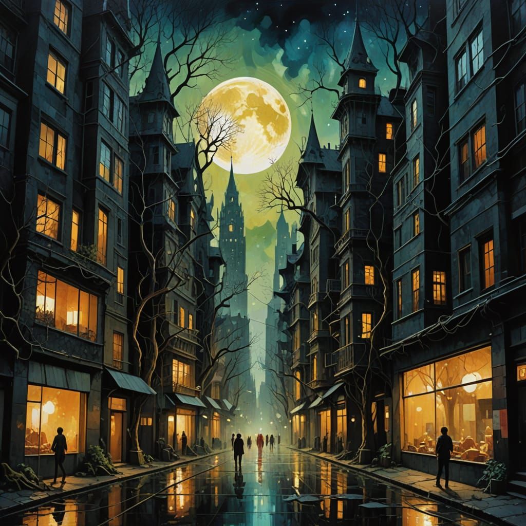 Surreal Split Scene: Enchanted Forest Meets Modern City