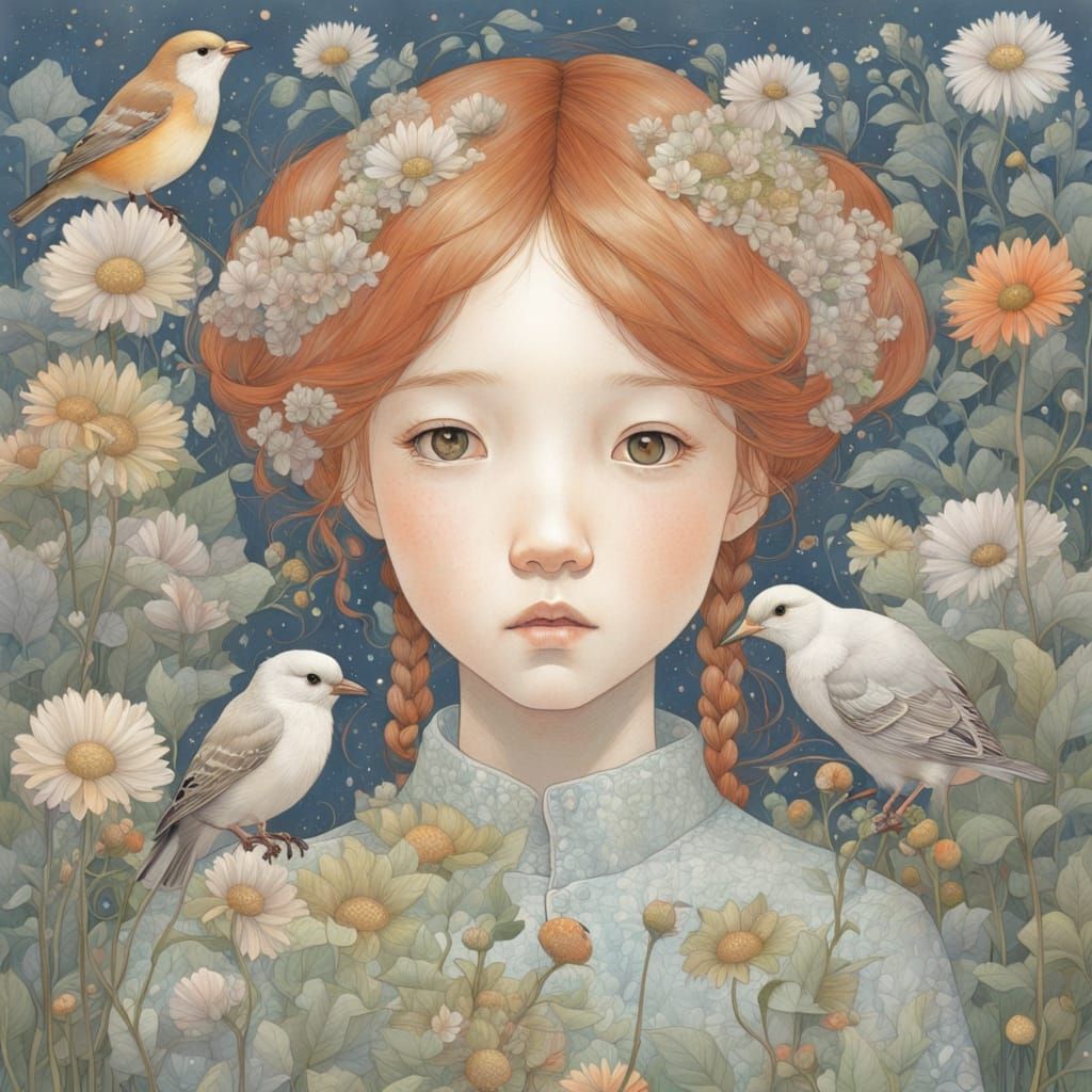 Striking Portrait in Contemporary Illustrative Style