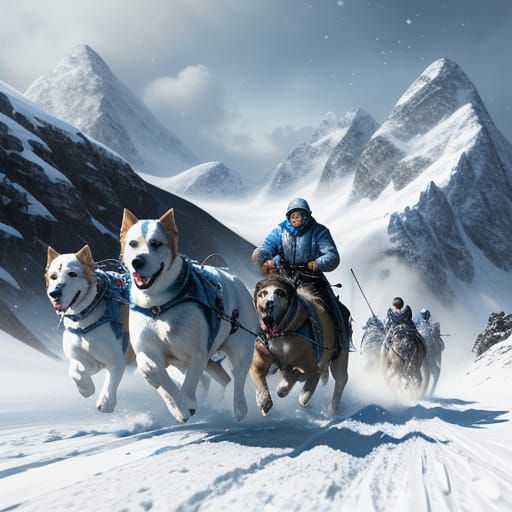 Dogsled Adventure in Snowy Mountains