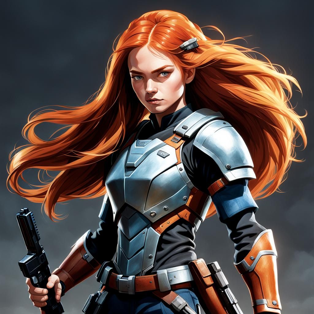 Agile Red-Haired Bounty Hunter Portrait