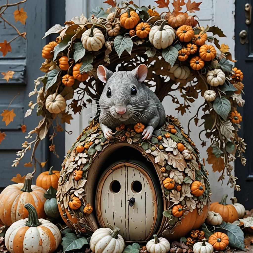 Whimsical Autumn Garden Mouse House
