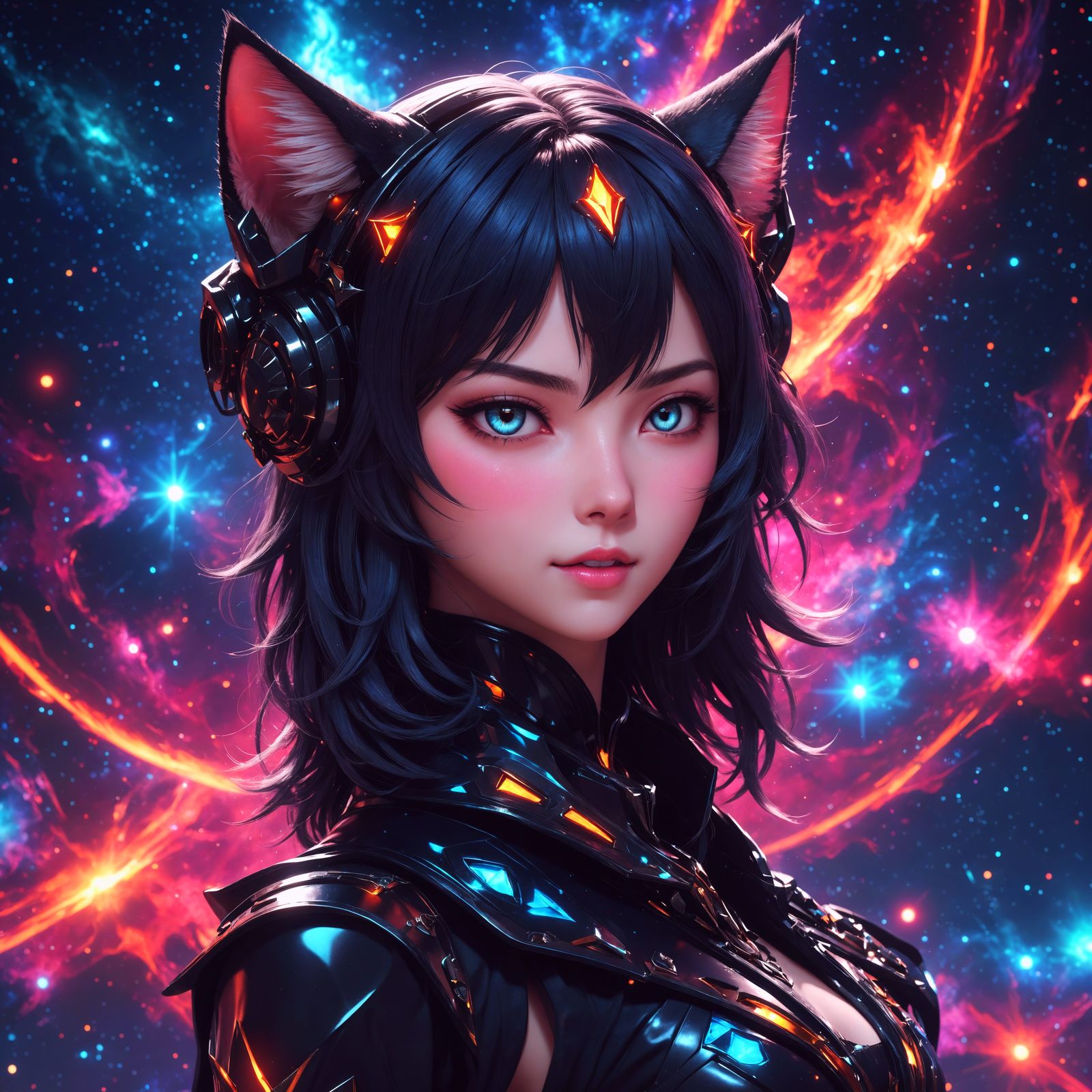 Cat eared girl in space