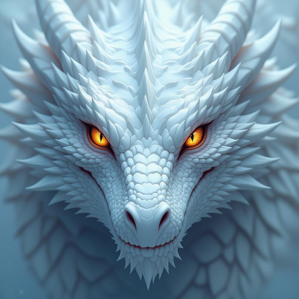 Majestic White Dragon Face Close-Up