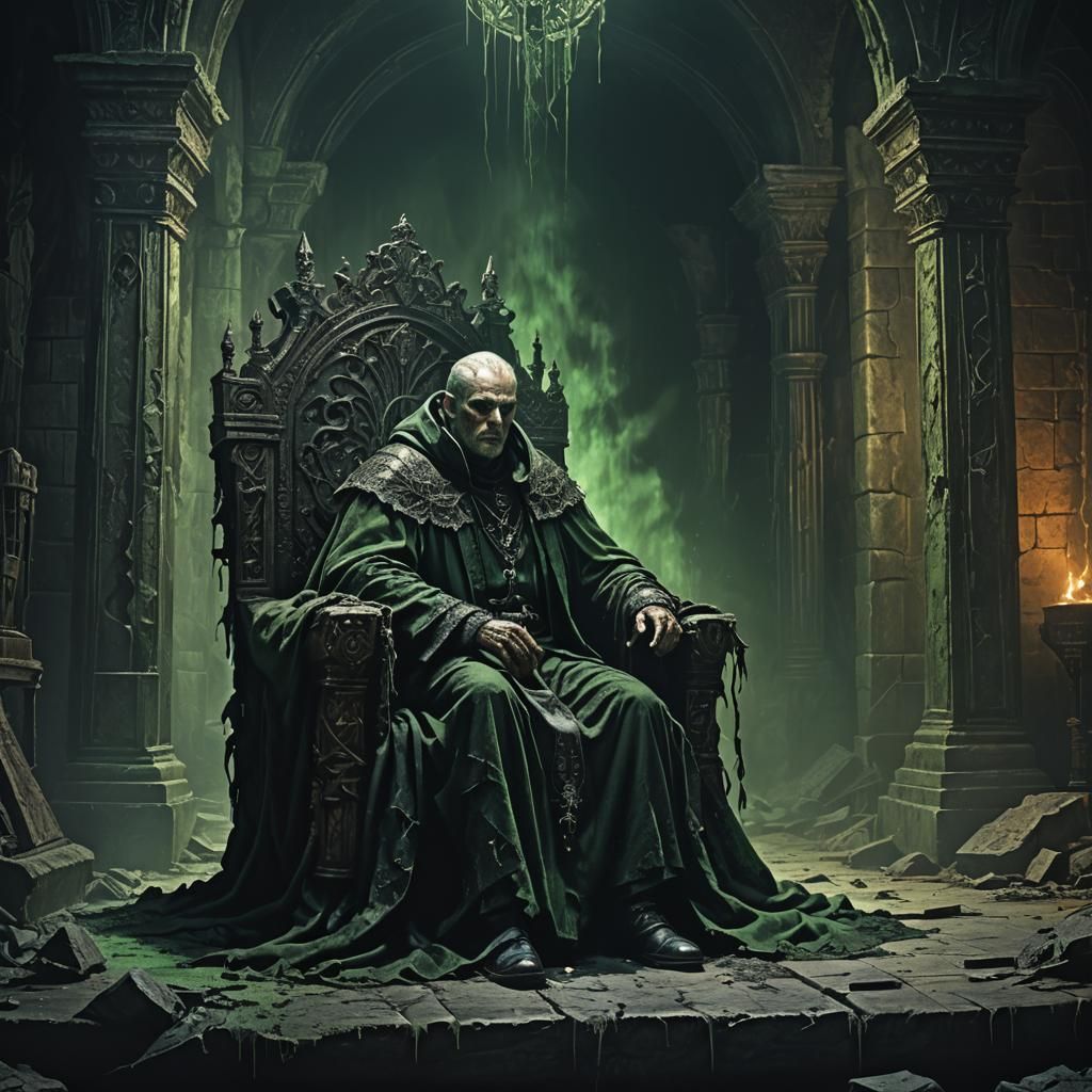 Gothic Horror Throne Room with Ominous Shadows