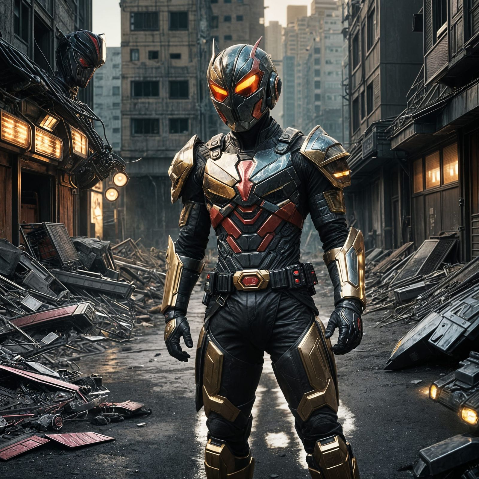 Kamen Rider Cinematic Film Still in Epic Drama
