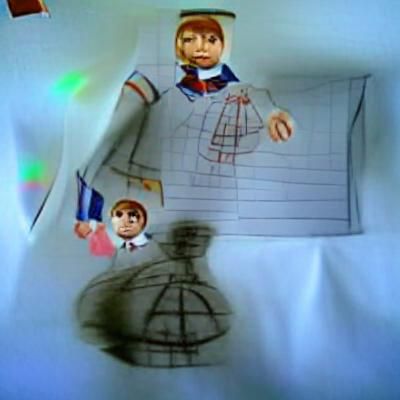 Child's Drawing in Naive Art Style