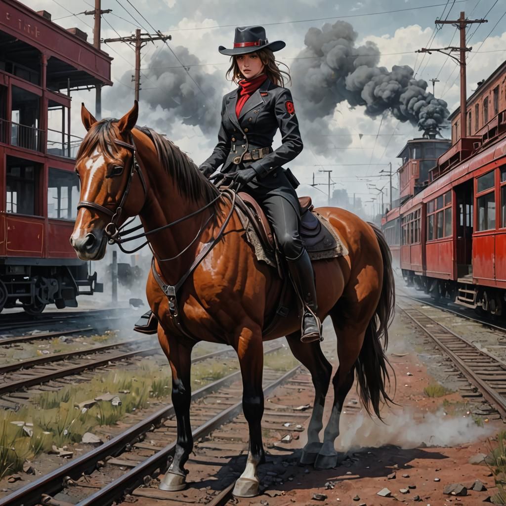 Gunslinger Girl on Horseback in Voidfield