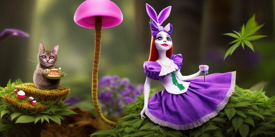Alice in Wonderland with Psychedelic Caterpillar, Hyperdetai...
