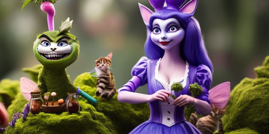 Alice in Wonderland with Psychedelic Elements