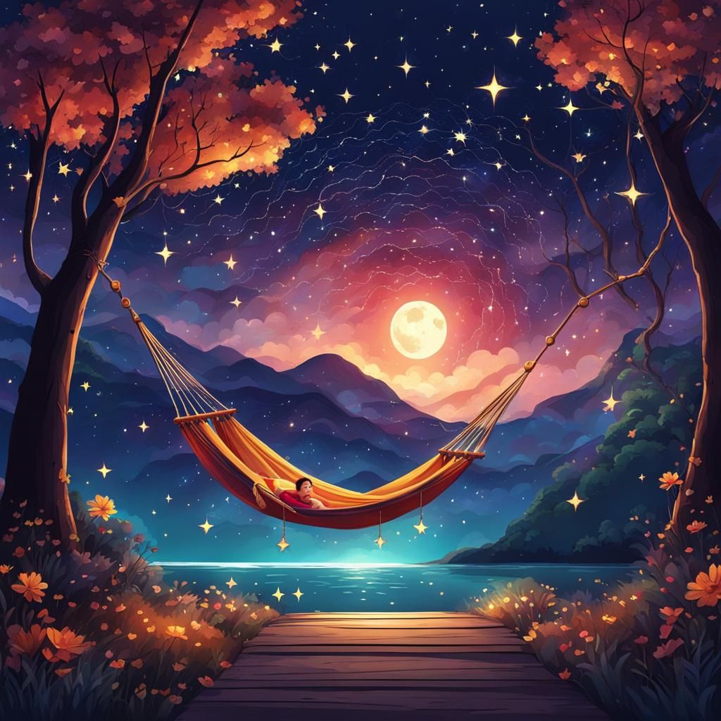 Hammock in the Stars: Dreamy Splash Art
