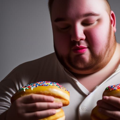 Man Eating Donuts, Professional Photography Style