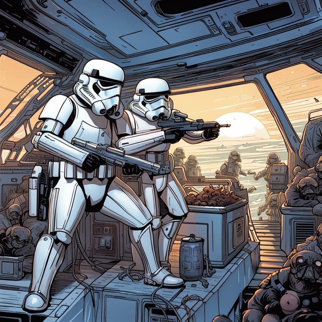 Stormtroopers Doing Domestic Tasks: Comic Book Art