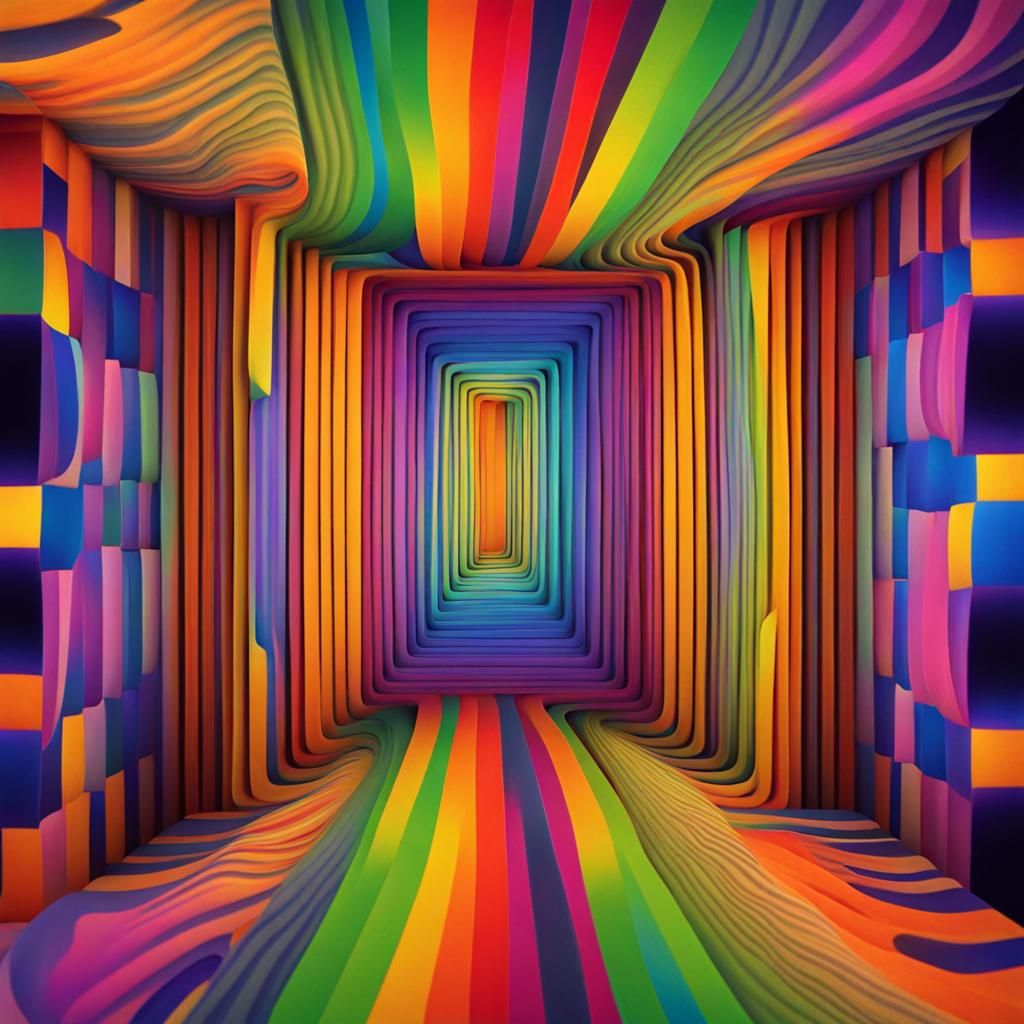 Psychedelic Optical Illusion with Vibrant Colors