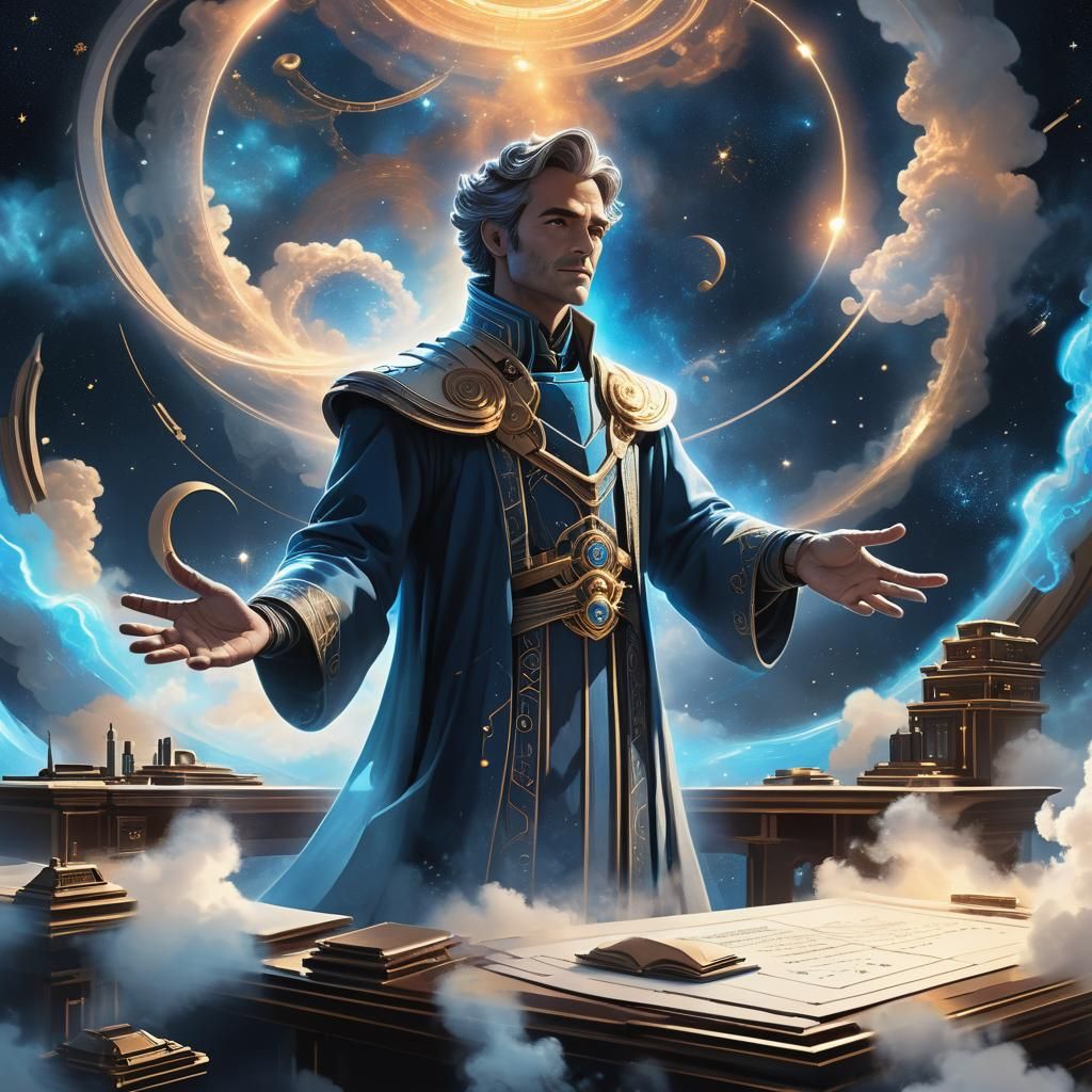 Celestial Architect Amidst Cosmic Clouds