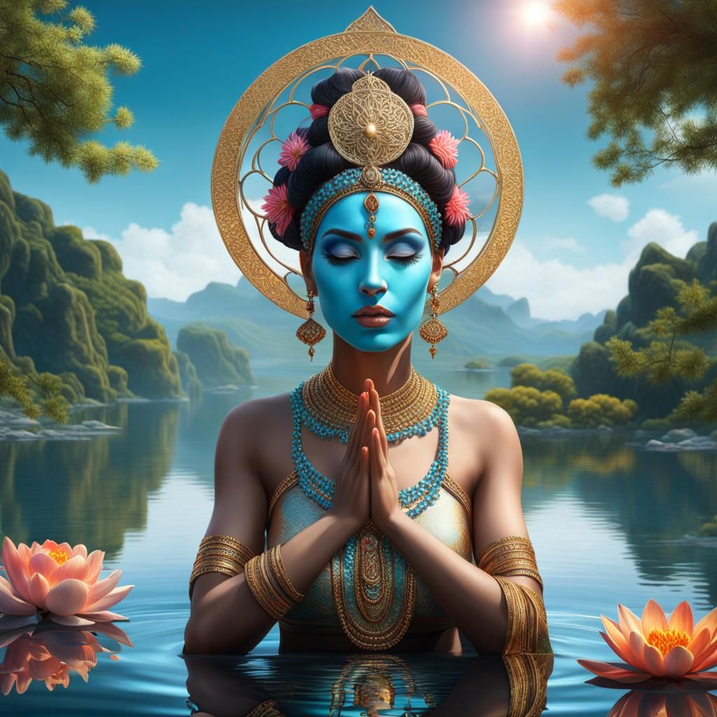 Dadaism Painting of a Meditating Female Mage