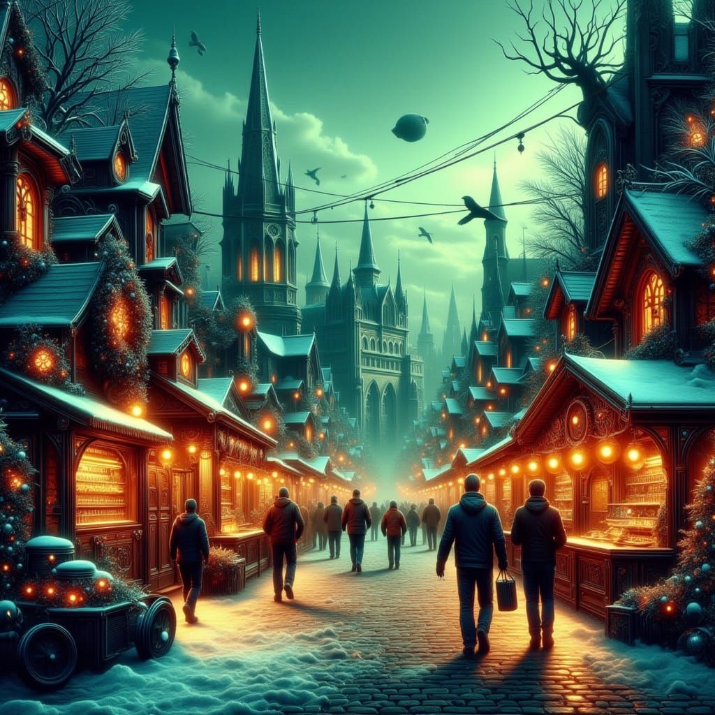 German Christmas Market in Art Nouveau Style