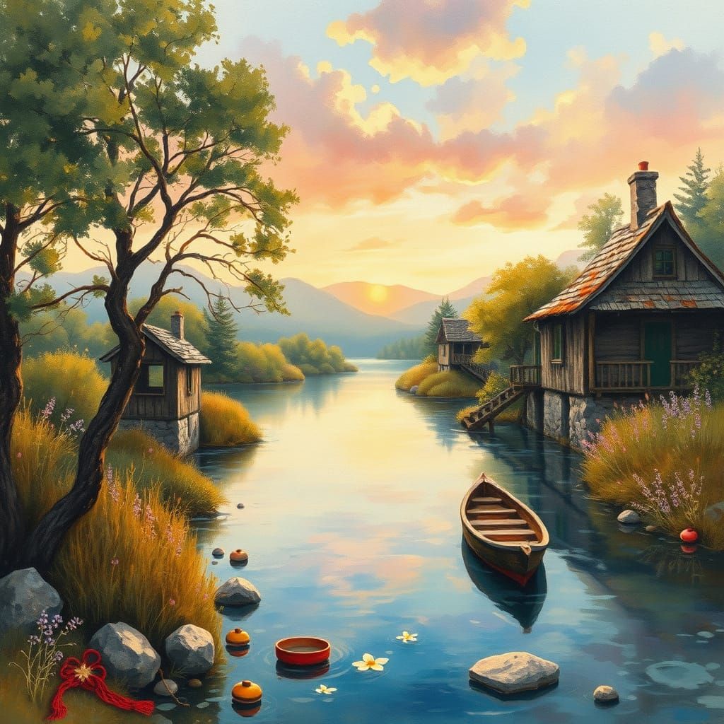 Dreamy Whimsical Cottagecore Travel Scene in Epic Impression...