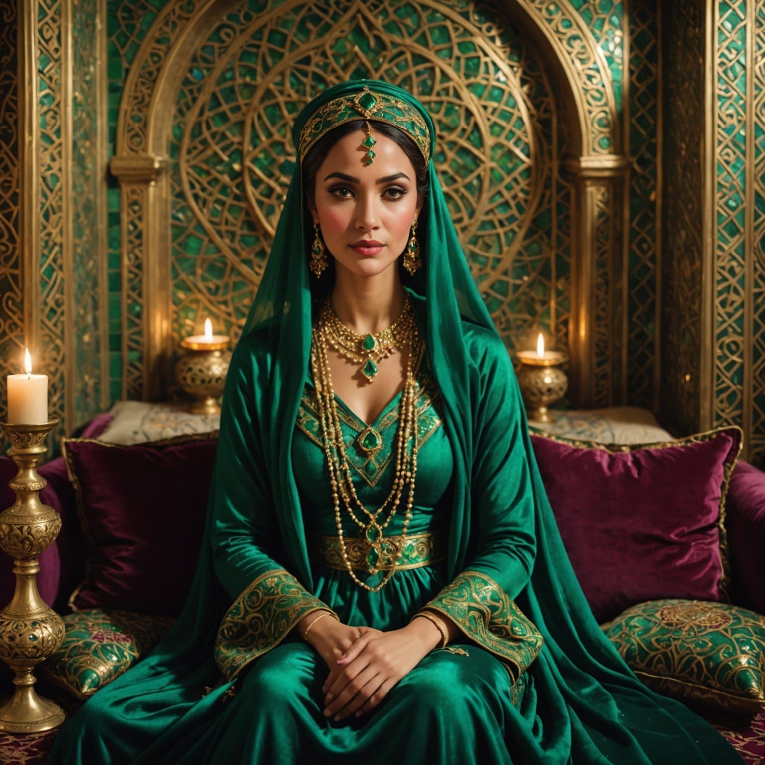 Disney-Style Arabian Nights Concubine in Emerald Green