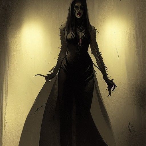 Sinister Female Vampire in Dark Alley