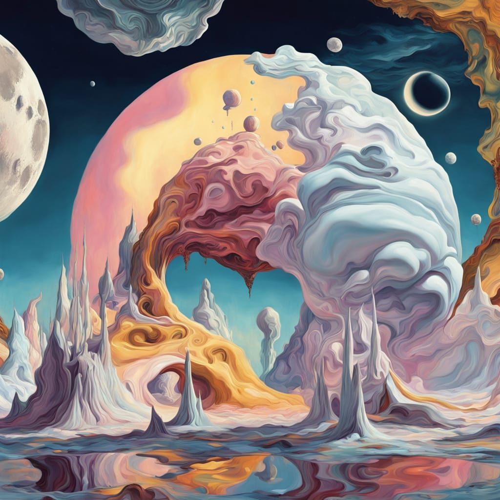 Dreamlike Lunar Base in Vibrant Fabrics