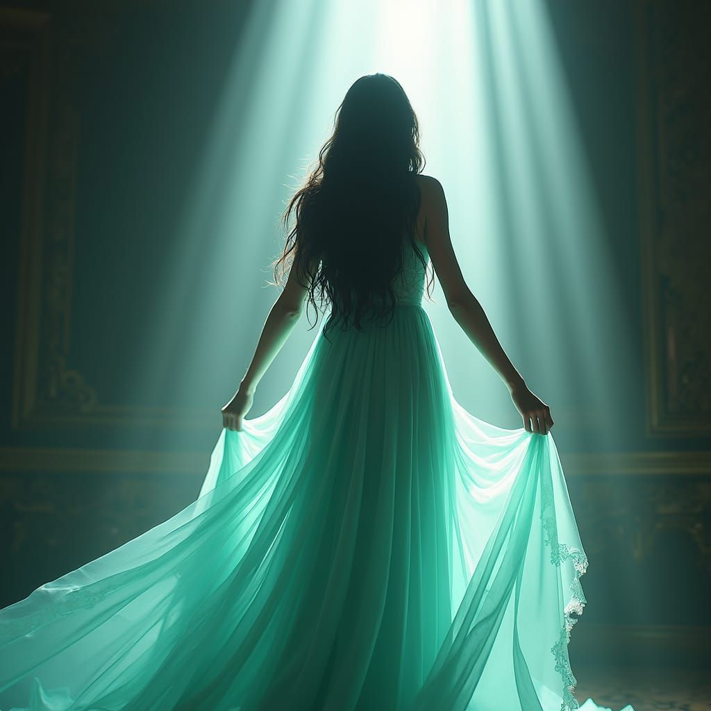 Woman Emerging from Darkness into Light