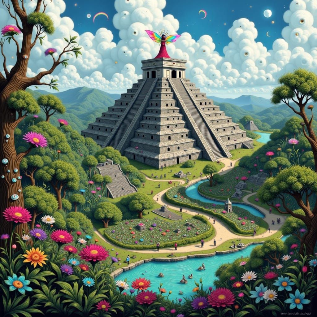 Teotihuacan Pyramids in a Lush Jungle Setting