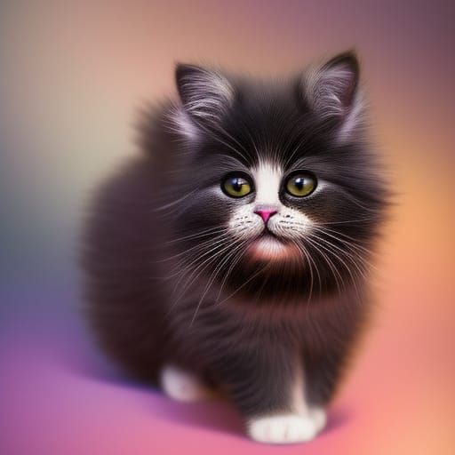 Fluffy Cat in Yoga Pose, Cosmic Concept Art