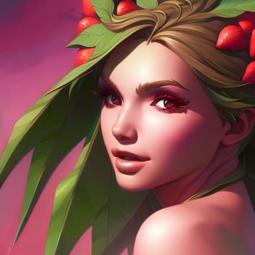 Strawberry Goddess Concept Art in Striking Colors