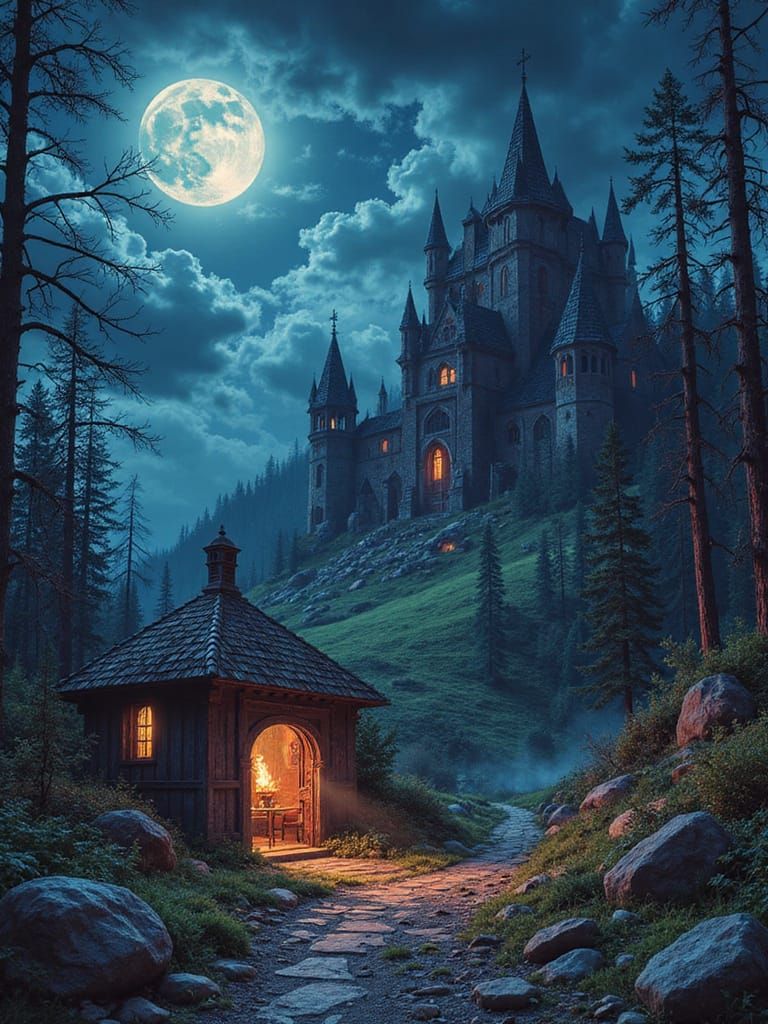 Mysterious Masquerade Ritual in Cartoon Style