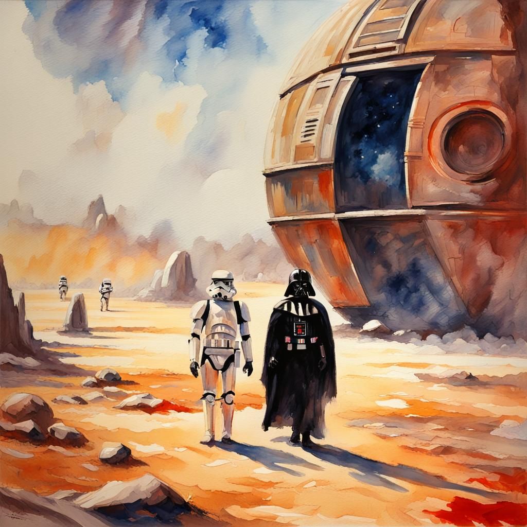 Star Wars in Gouache Watercolor Style