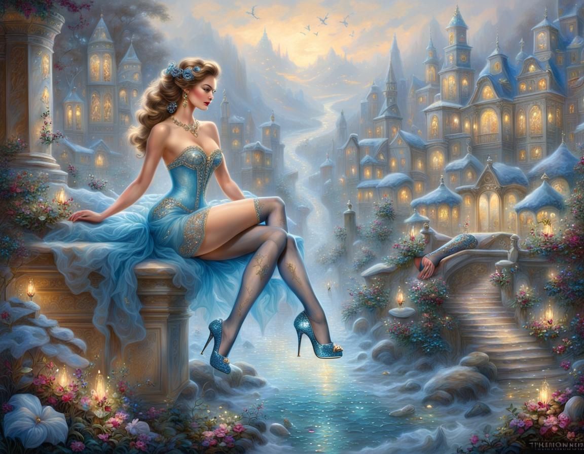 Decadent Legs in Sheer Stockings and Blue Heels