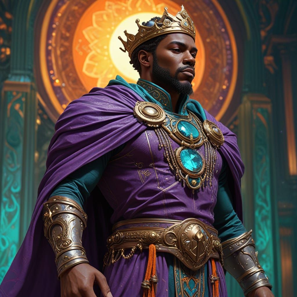 Majestic King in Starlight Gown: Digital Art