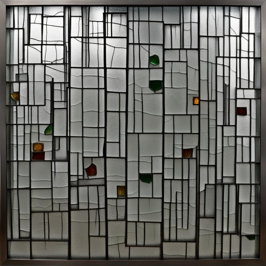 Steel and Glass Dada Art with Crackle Glass