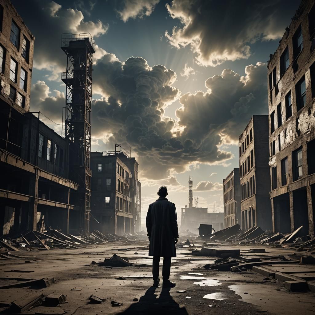 Desolate Industrial Wasteland in Social Realism Style