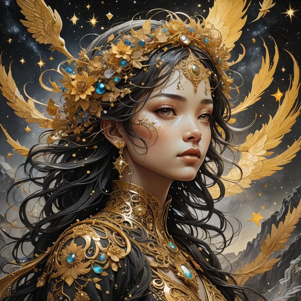 Golden Infinite Starscape in Detailed Concept Art