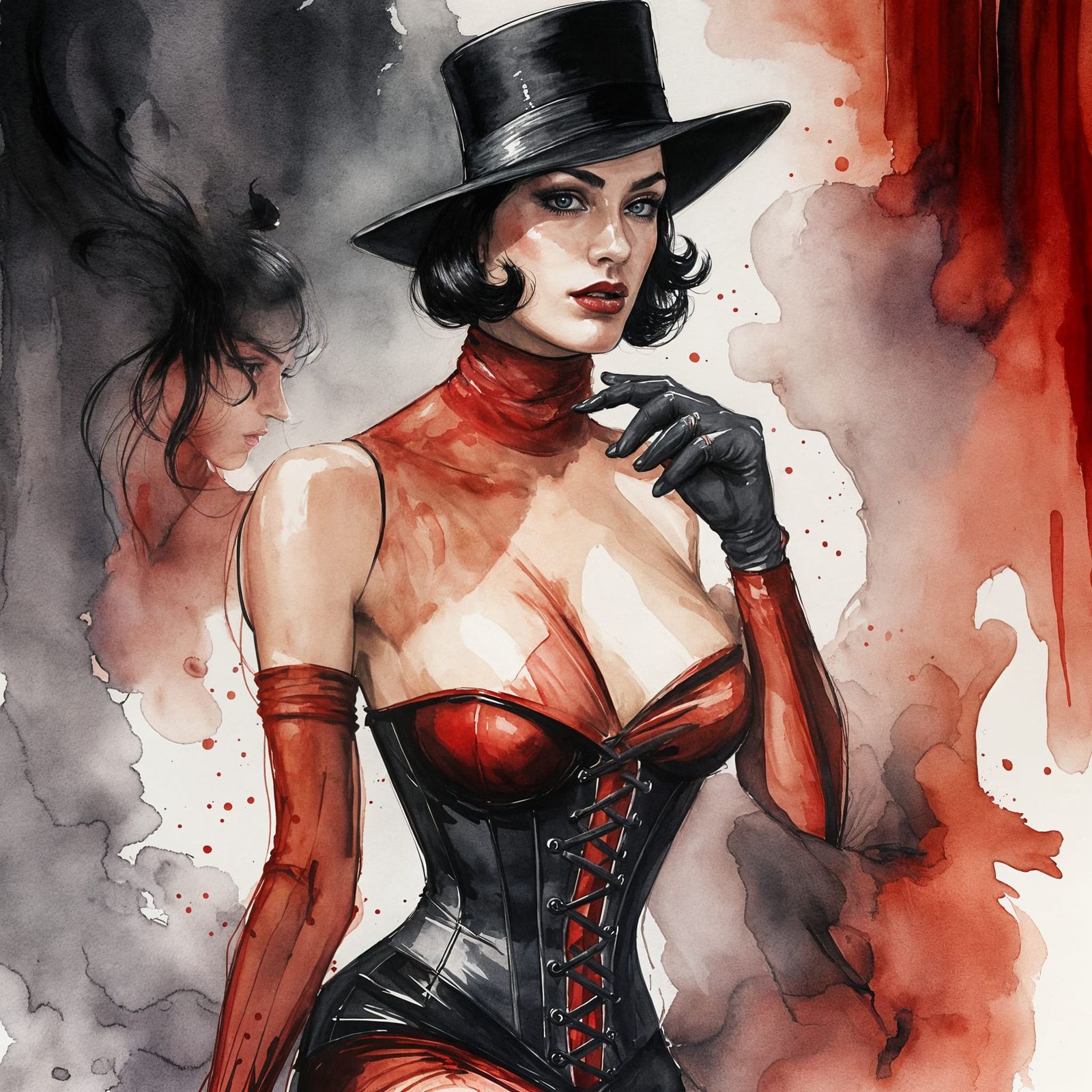 Noir Burlesque Woman: Mixed Media Comic Cover