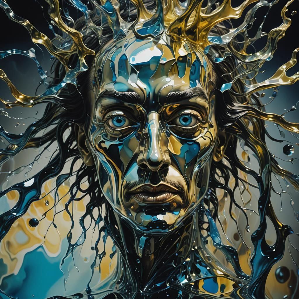 Surreal Reflection Creature in Dreamlike Shimmering Oils