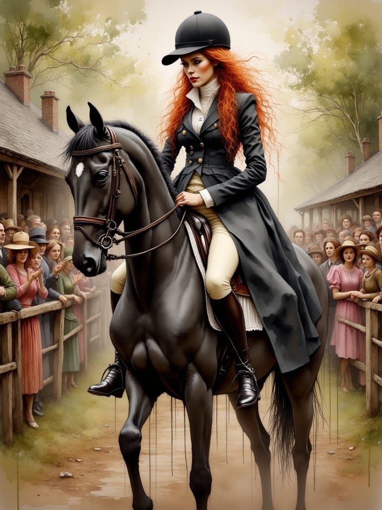 Regal Equestrian Portrait in English Riding Attire