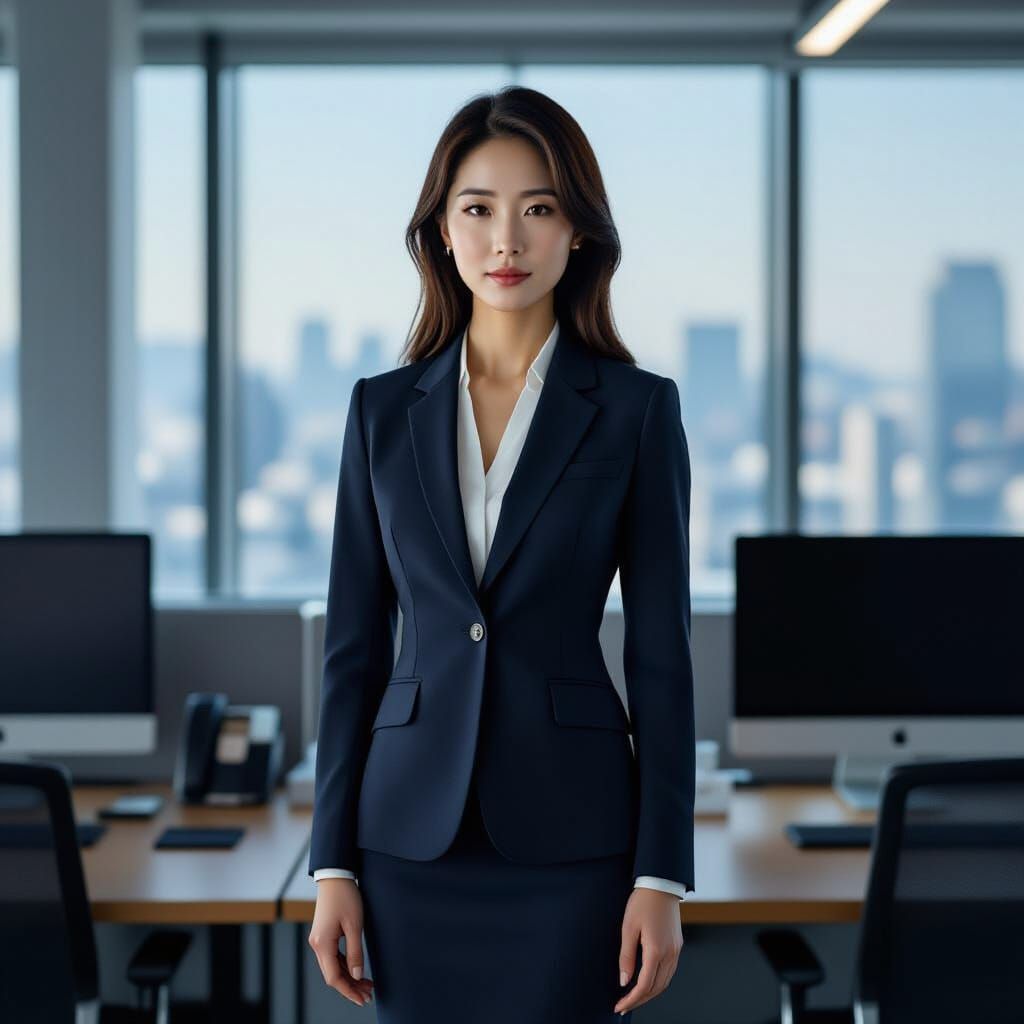 Confident Korean Woman in Modern Office