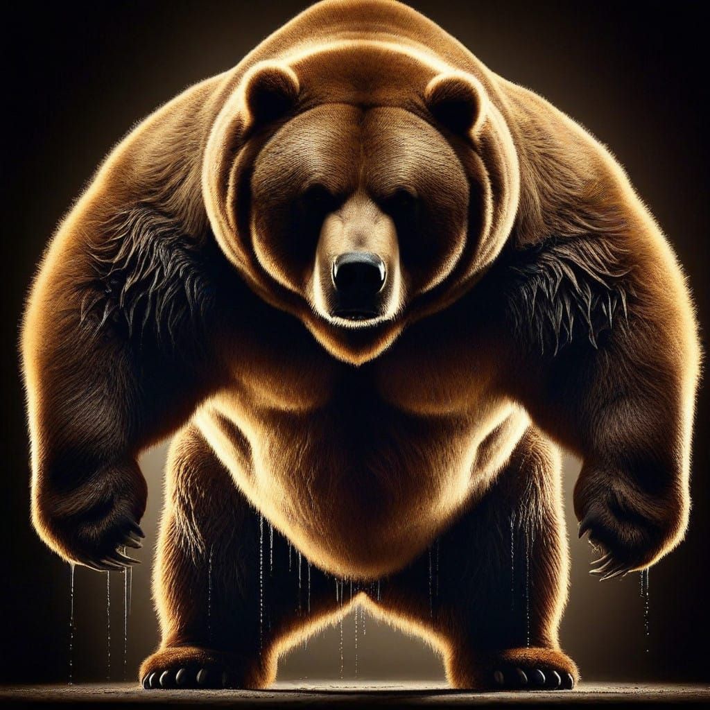 Powerful Kodiak Bear Confronts in Intense Backlit Scene