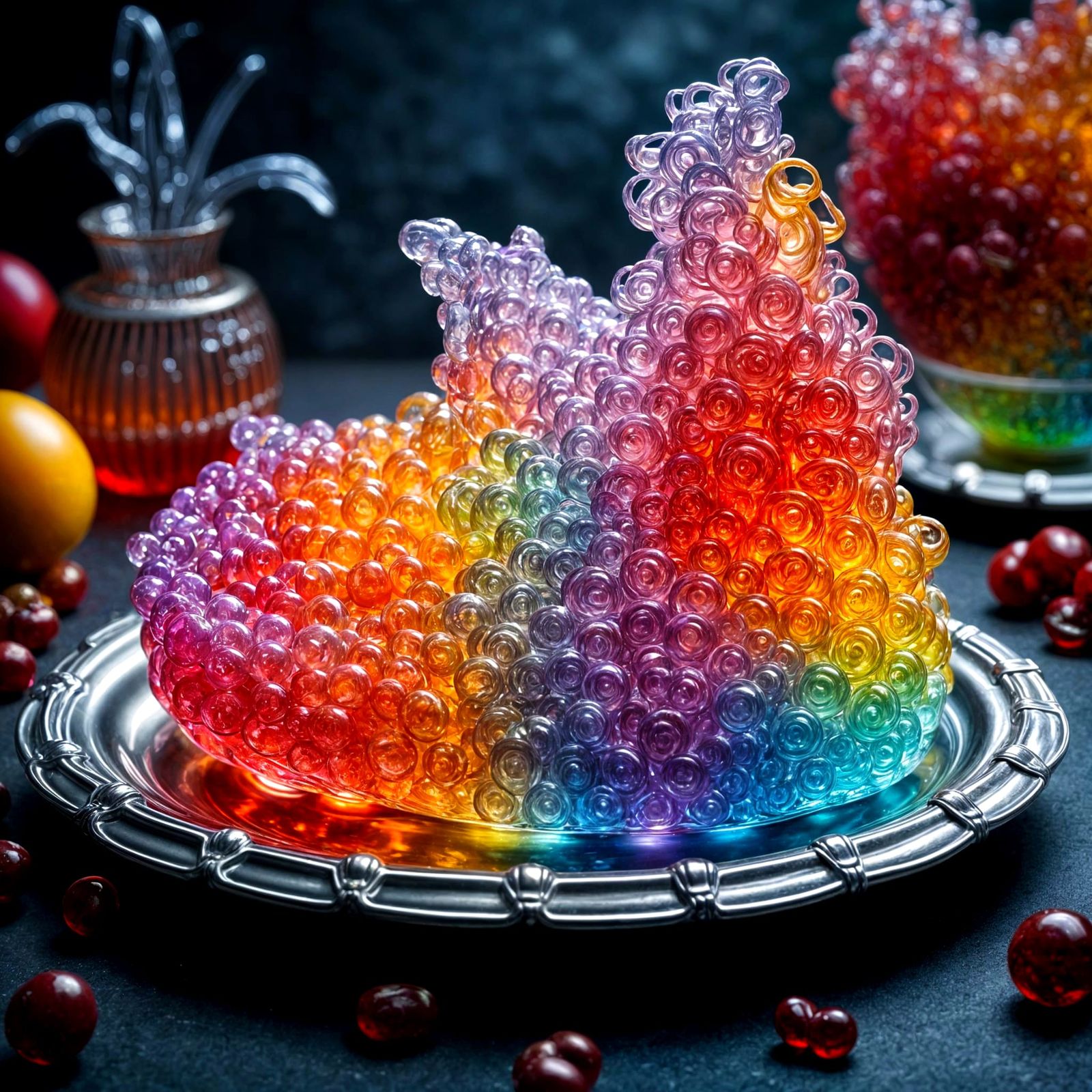 Vibrant Multicolor Amorphous Form in Hyperrealistic Splash A...