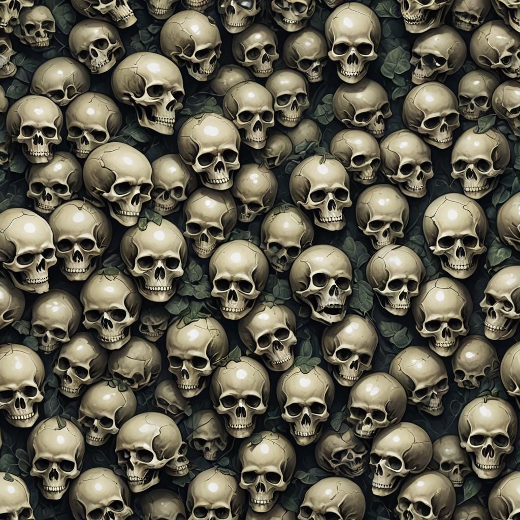 Skull Dew Drops: Gothic Horror Illustration