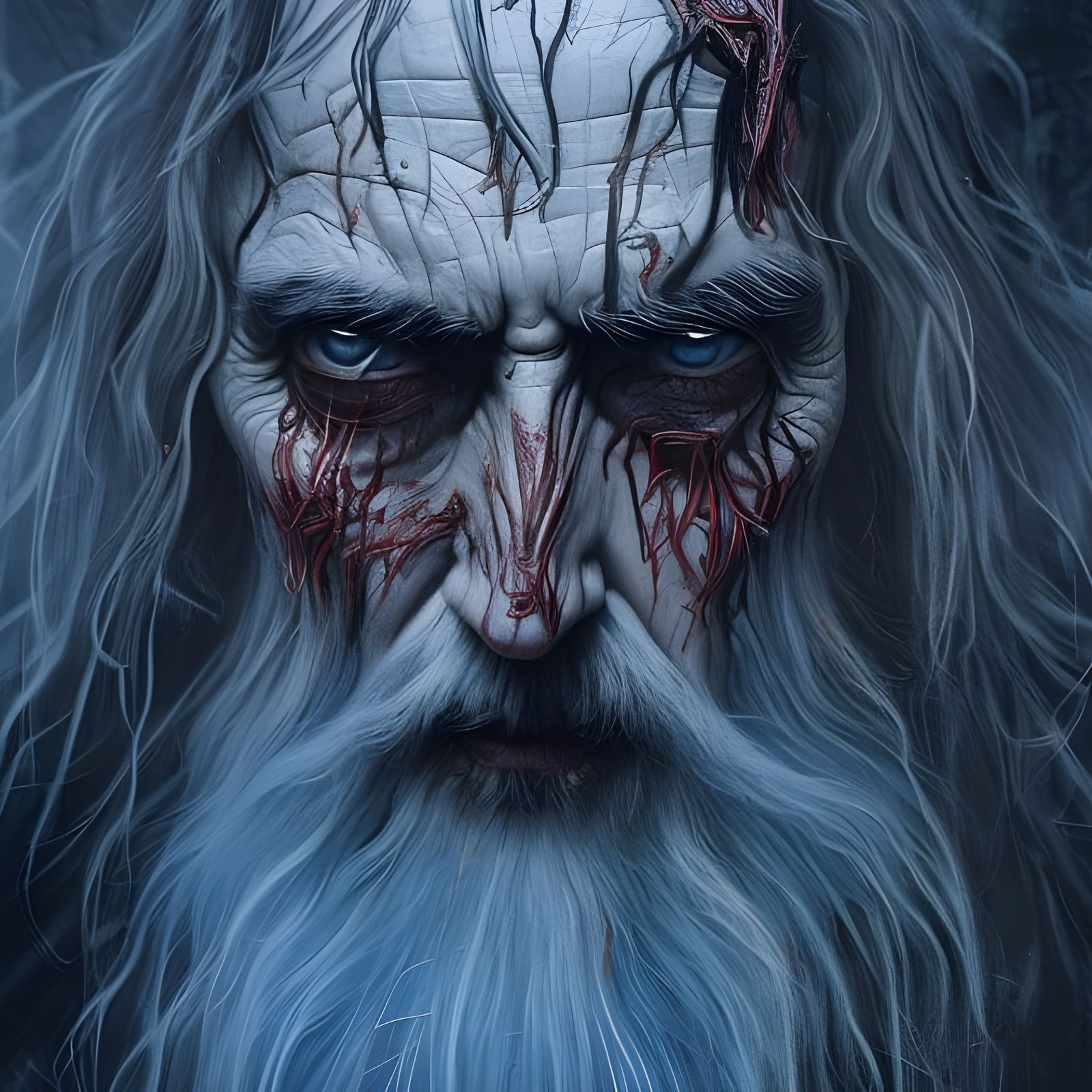 Terrifying Wizard Portrait in Hyperreal Digital Art