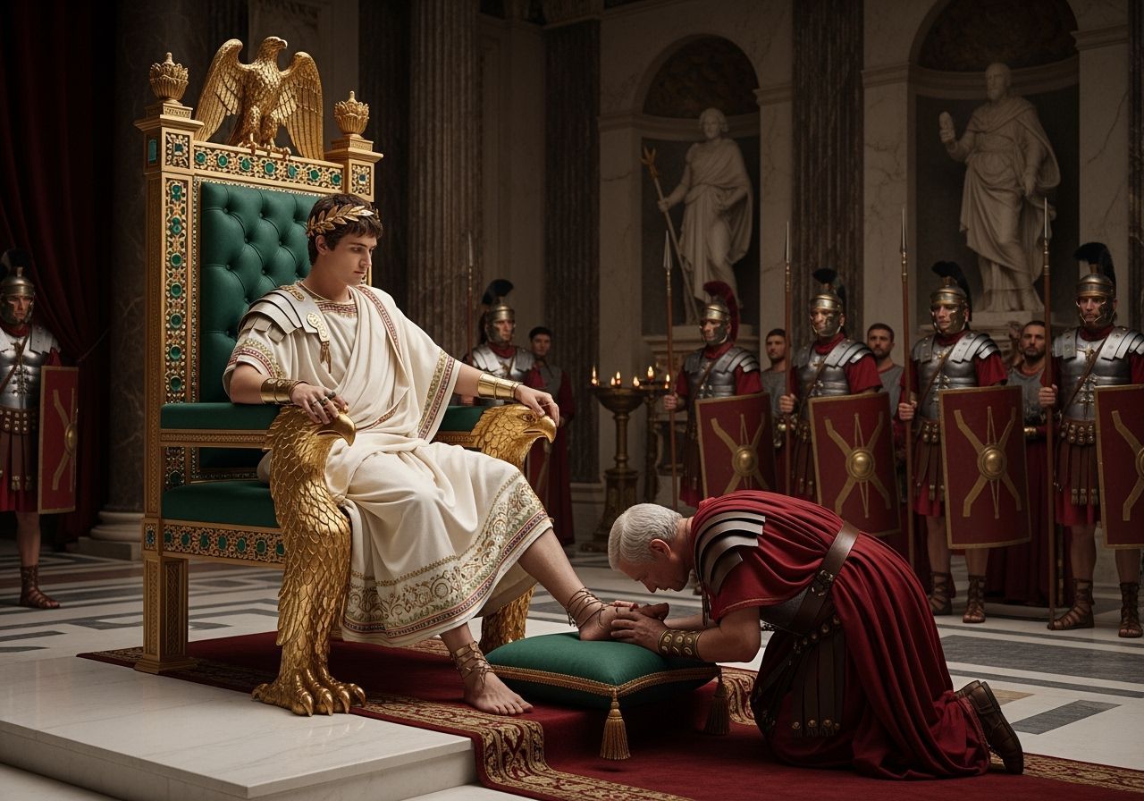 Emperor Nero on His Throne in Ancient Rome