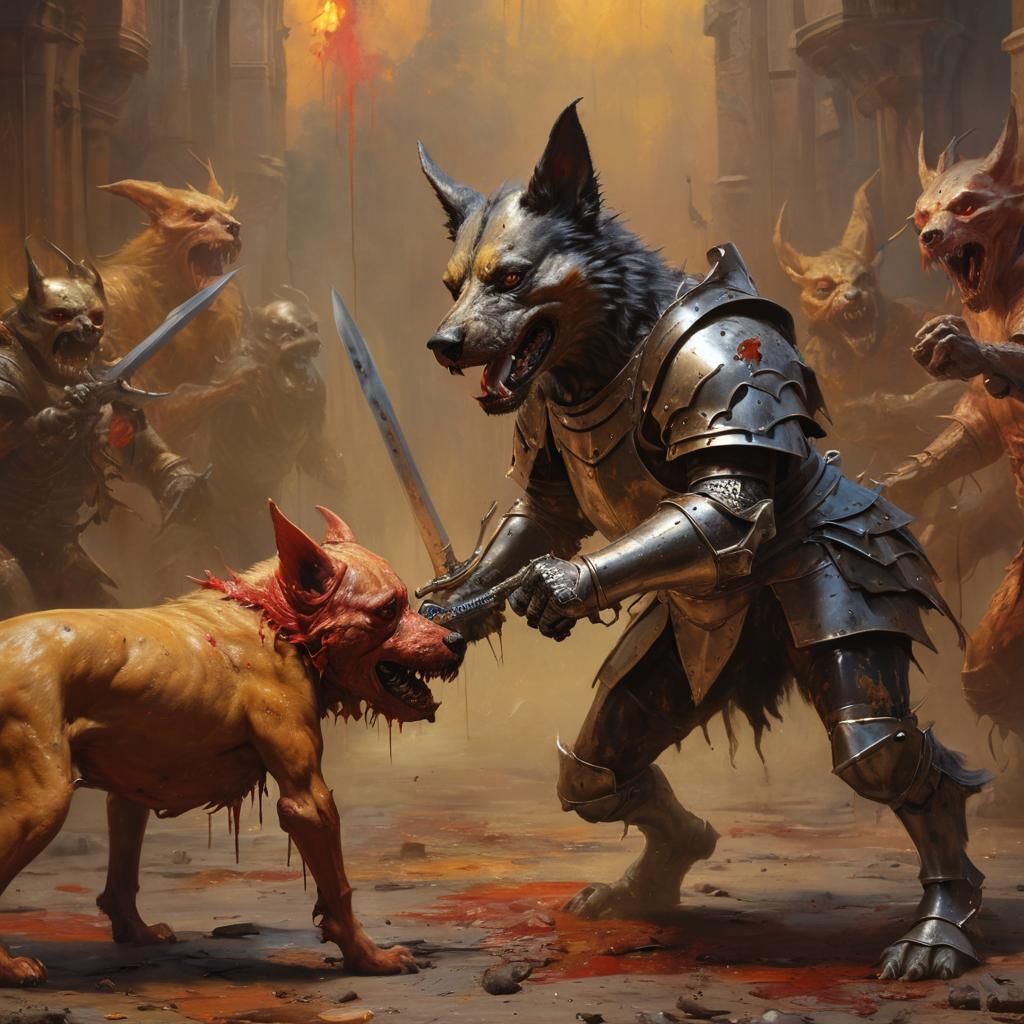 Surreal Dog Knight Battles Demons in a Bloody, Brutal Fight