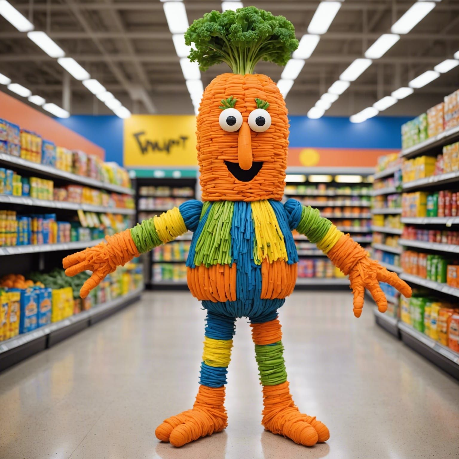 Humanoid Carrot Creature Dancing: Neo-Impressionist Oil Pain...