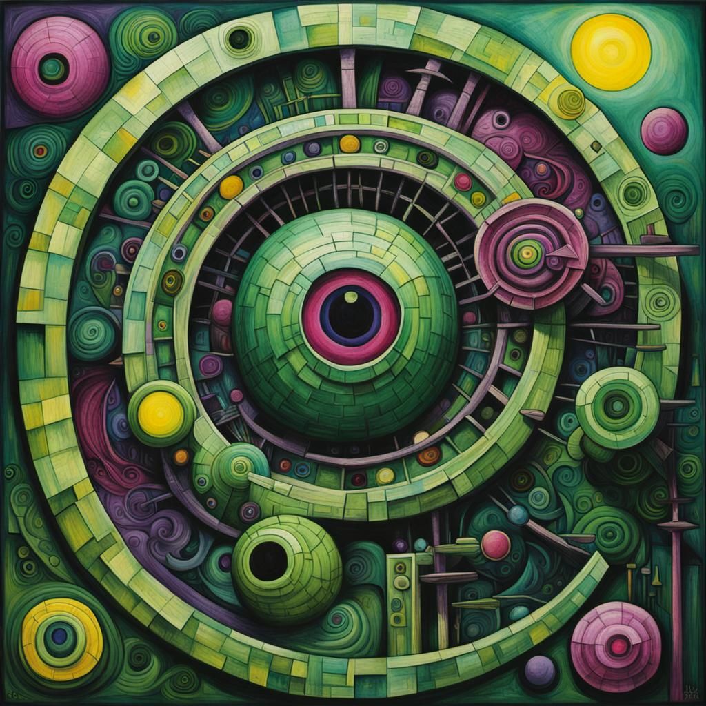 Surreal Death Spiral: Ernst, Kandinsky Style Art