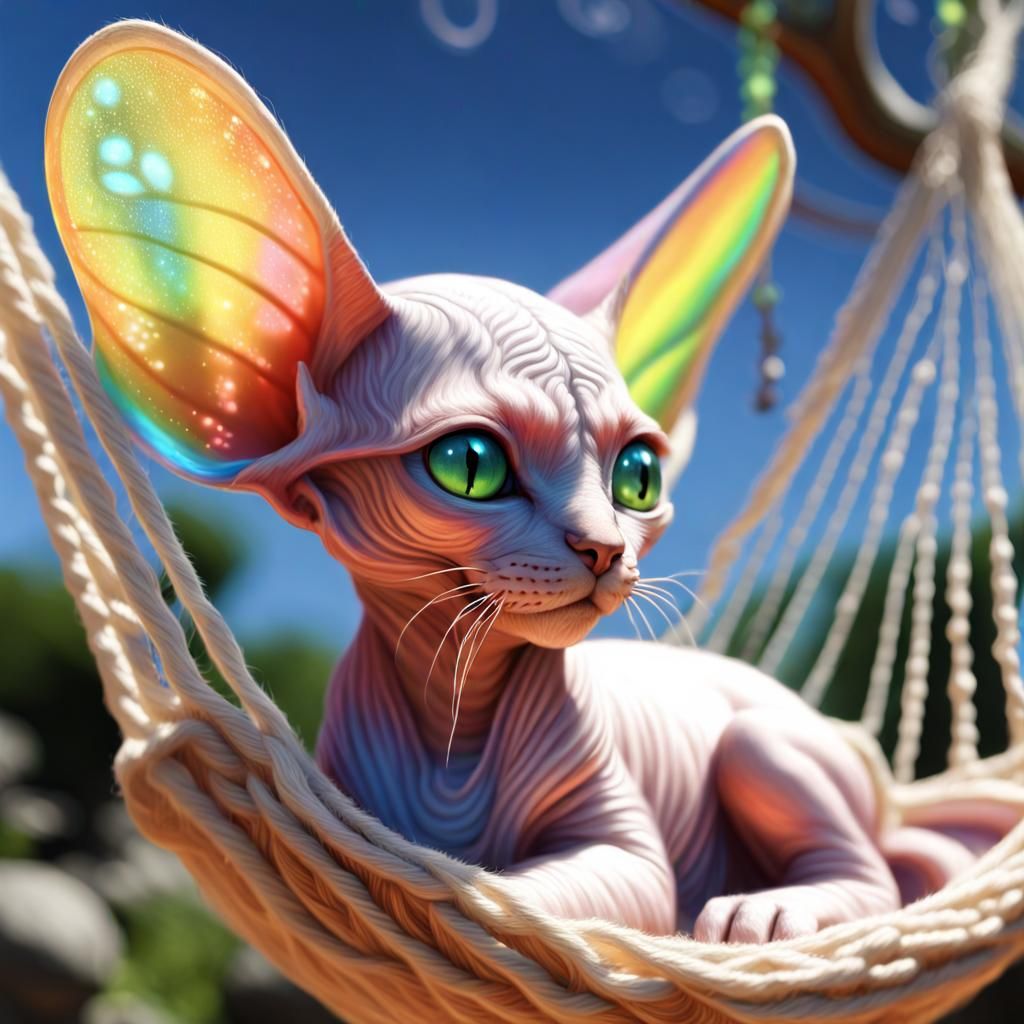 Rainbow Newborn Sphinx in Bioluminescent Paradise